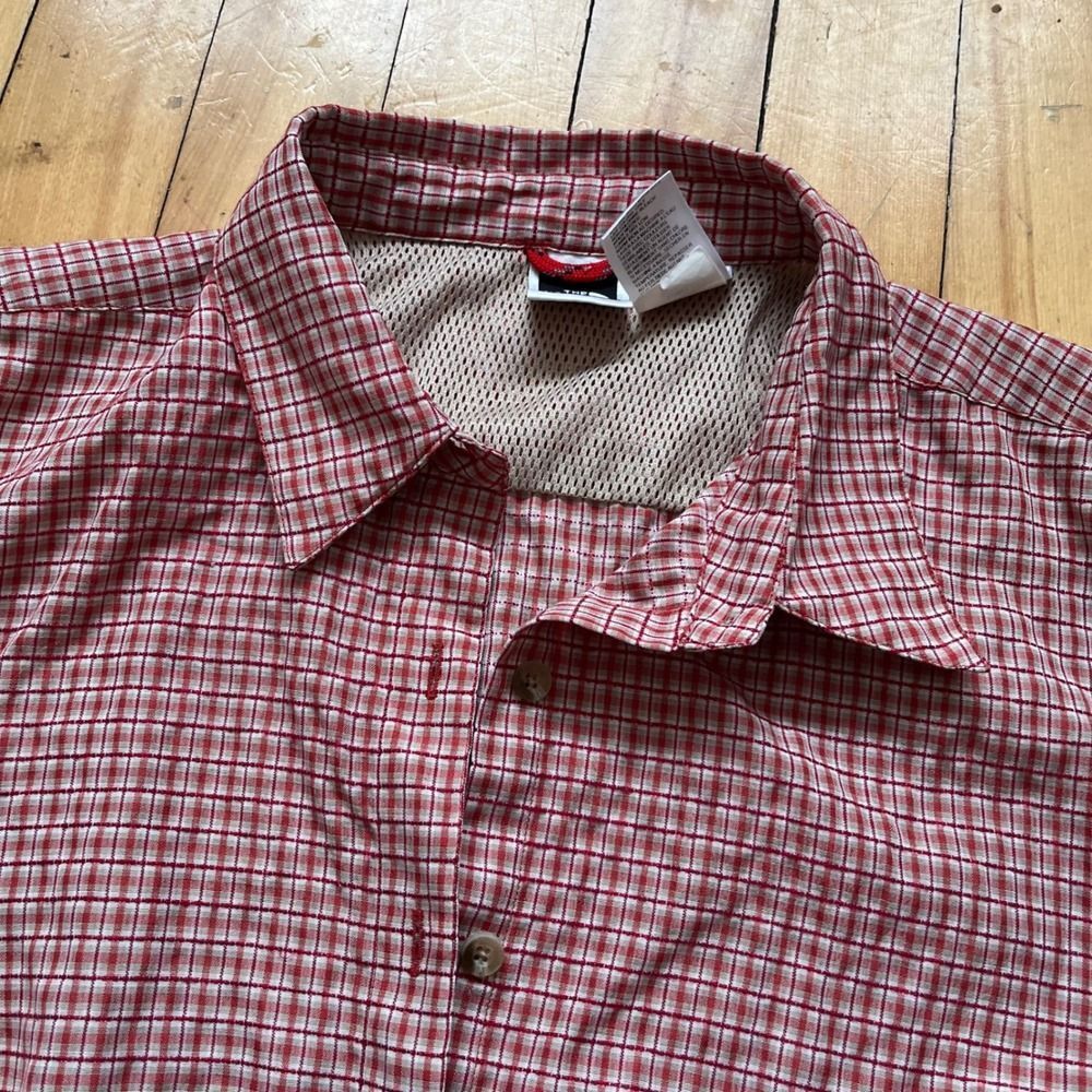 The North Face Womens Plaid Sleeveless Button Up Shirt XL TG Red White